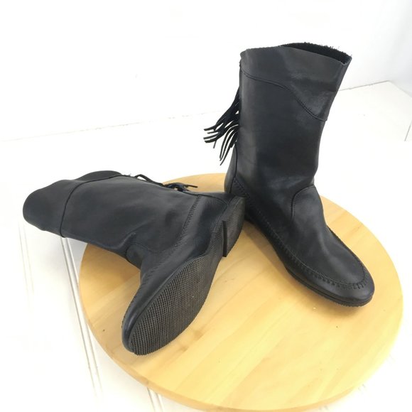 Dingo Western Black Leather Fringe Boots Womens Size 8 - Picture 9 of 9